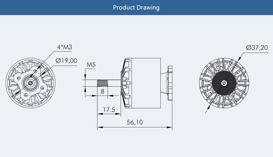 T-motor V3120 KV500 مشخصات موتور براشلس