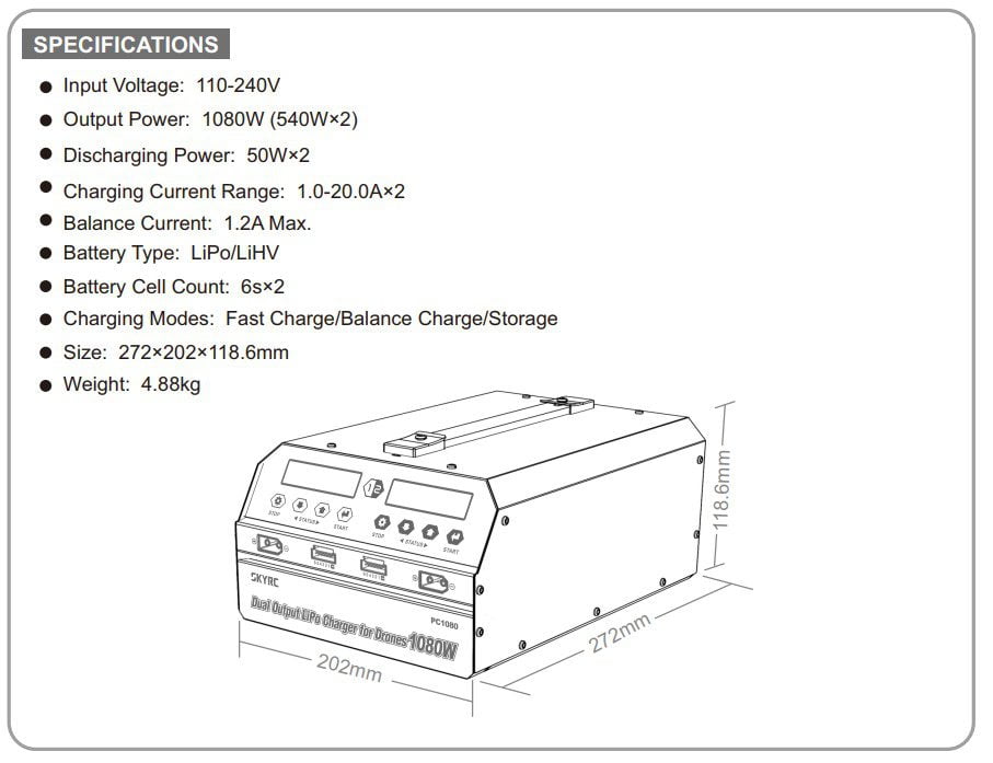 شارژر هوشمند SKYRC PC1080W-13