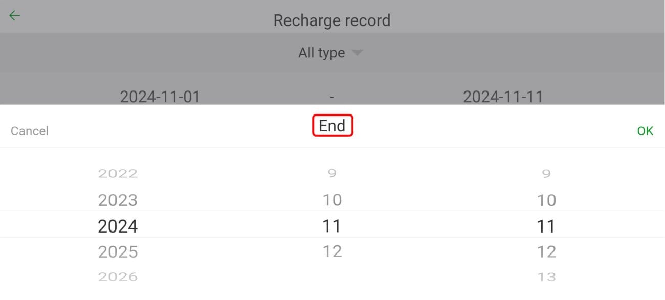 بخش charge historyrs قسمت end