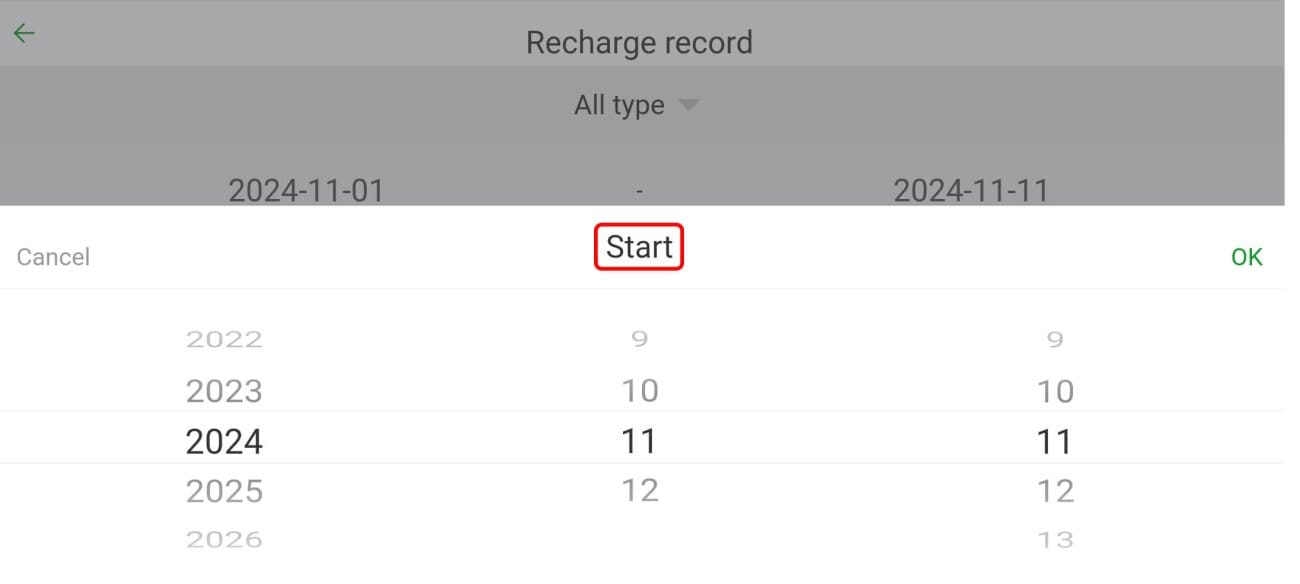 بخش charge historyrs قسمت start