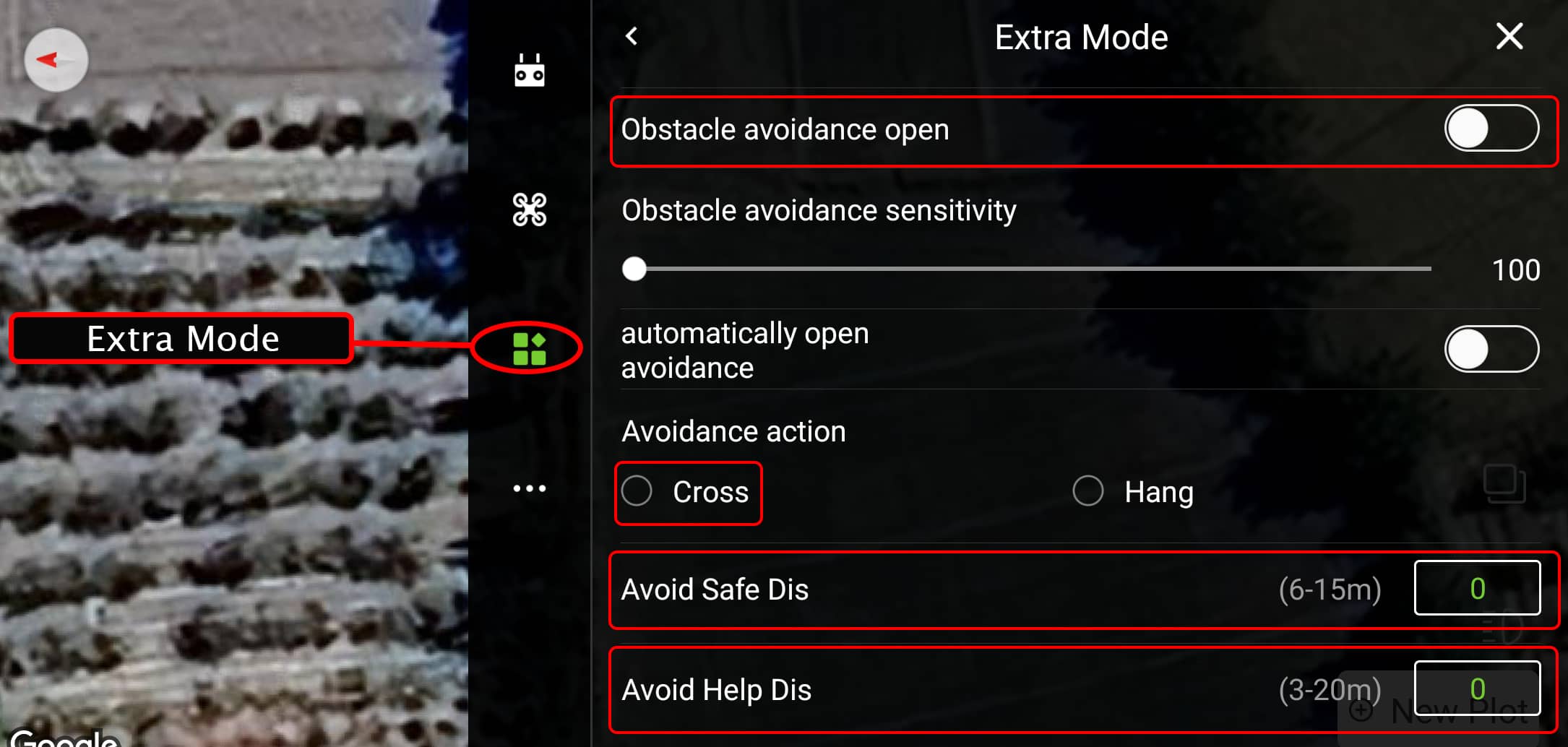 حالت obstacle avoidance در برنامه Agri Assistent